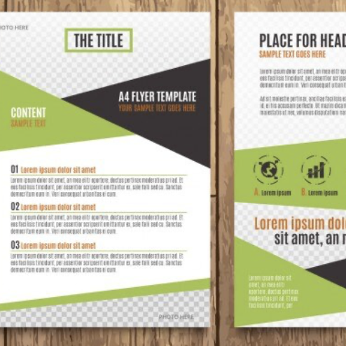 Business poster flyer printing, Print Marketing Cornwall A stylish flyer template with geometric shapes, headings, and placeholder text.