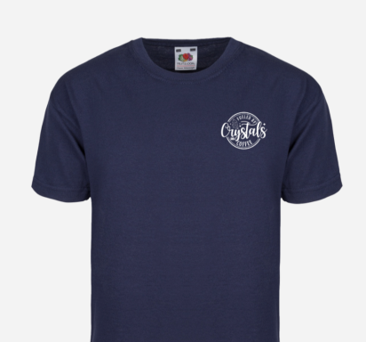 Branded Logo design for staff uniform Rocket Media Services Navy blue T-shirt with a circular logo on the chest.